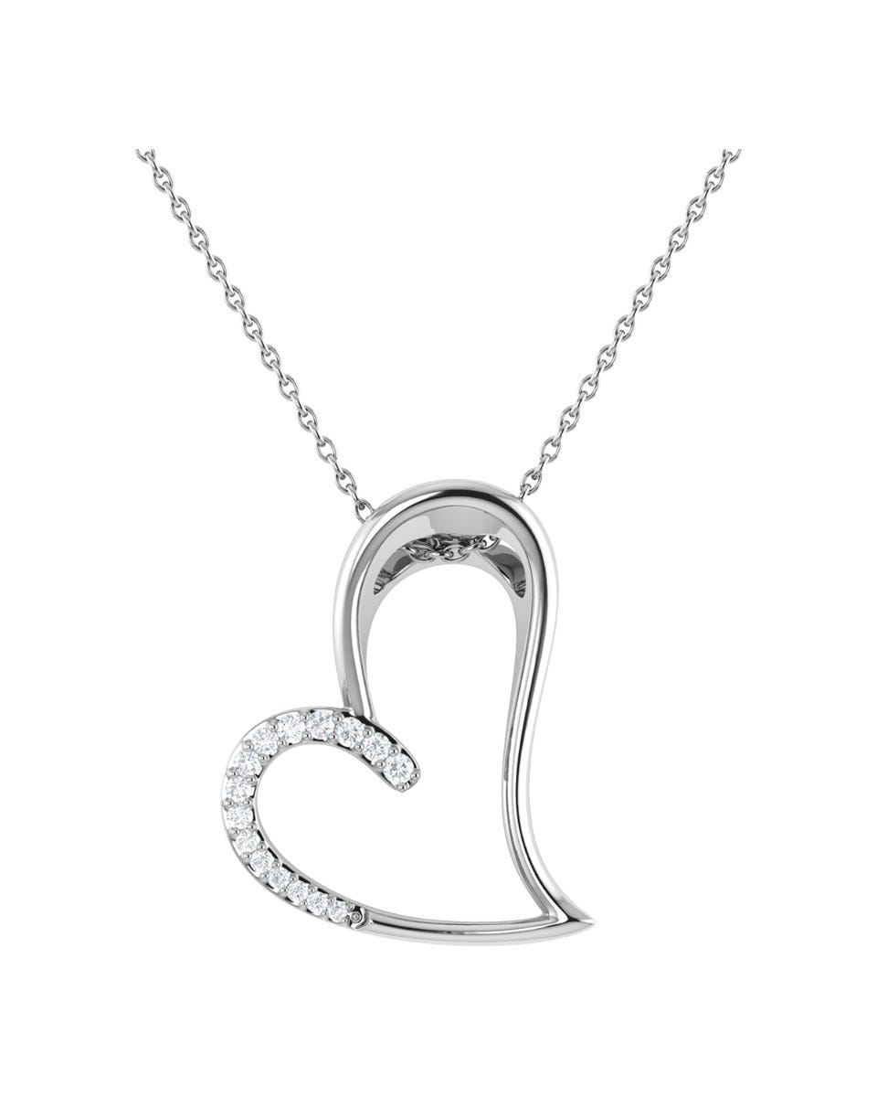 SURAJ-43-D DIJE DE CORAZON (2CM) DE ORO BLANCO 14K CON CADENA Y 8PTS DE DIAMANTE (SI3) (I1)
